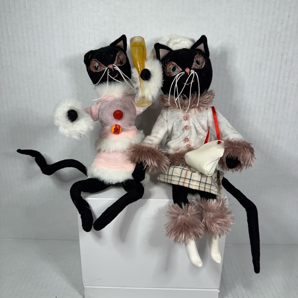 Other - Unique two Black cats dressed in fashionable handmade outfits